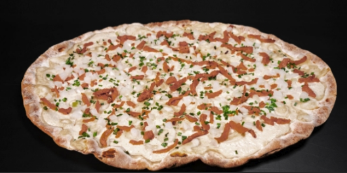 Flammkuchen „mit Zwiebeln und Schmeckt“